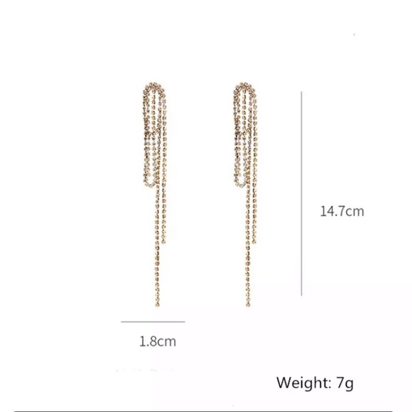 Silver Rhinestone Knot Long Earrings - Picture 6 of 7